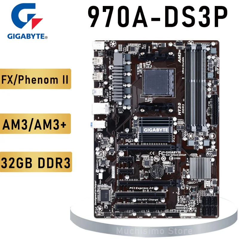 Socket AM3/AM3+ Gigabyte 970A-DS3P AM3/AM3+ Motherboard DDR3 32GB PCI-E 2.0 AMD 970 Gaming Mainboard am3 am3+ ATX Not new AM3+ latest motherboard for pc