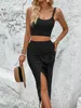 Summer Versatile Commuting Fashion Simple Solid Color Suit Women's Slim Slimming Suspender Vest Split Tie Skirt Two-piece Set 1 Summer Versatile Commuting Fashion Simple Solid Color Suit Women's Slim Slimming Suspender Vest Split Tie Skirt Two-piece Set 1