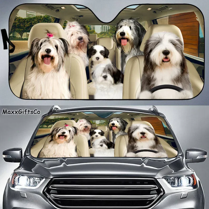 

Old english sheepdog Car Sun Shade, Dog Windshield, Dogs Family Sunshade, Dogs Car Accessories, Car Decoration, Gift For Dad, Mo