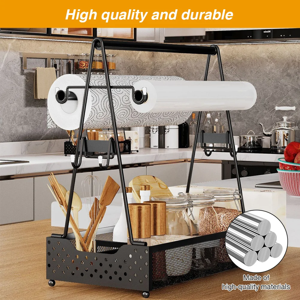 종이 타월 홀더가 있는 그릴 캐디, 바베큐 도구 캐디, 바베큐 액세서리 보관 정리함, 캠핑 및 테일게이트용 양념 보관함