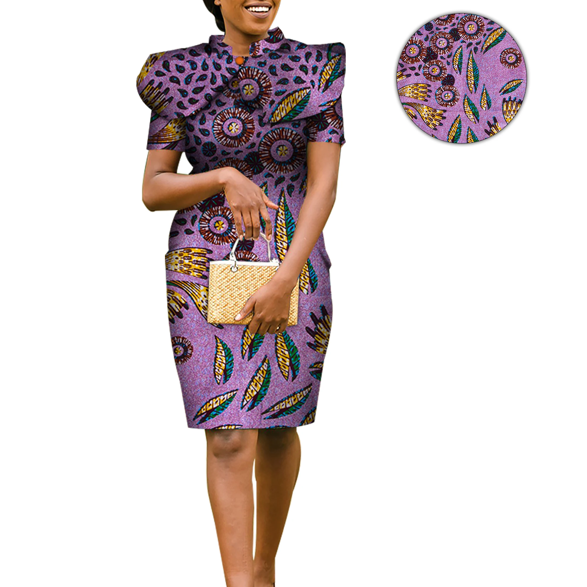 chinese dress ladies Womens Kitenge, African Print Midi Length, Ankara Dresses, Modest Chur –  Pimero Effect main image 1