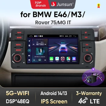 Radio para coche Junsun para BMW E46 M3 Rover 75, CarPlay inalámbrico, sistemas inteligentes Android Auto, pantalla táctil IPS, DSP, navegación GPS, WiFi, DAB+ RDS, FM/RAM, BT, SWC, Plug and Play, 2DIN, WiFi, 4G, estéreo multimedia 1