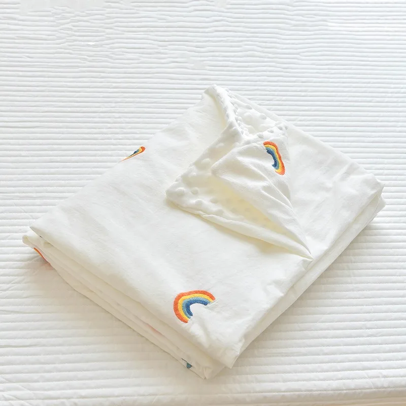 Newborn Baby Quilt Cover Cotton Soft Skin-friendly Breathable Baby Sleep Cartoon Printing Embroidery Quilt Protector Bedding