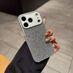 Luxury Glitter Rhinestone Phone Case with Bling Camera Protection and Shockproof Cover - iPhone 12 Mini (Silver)