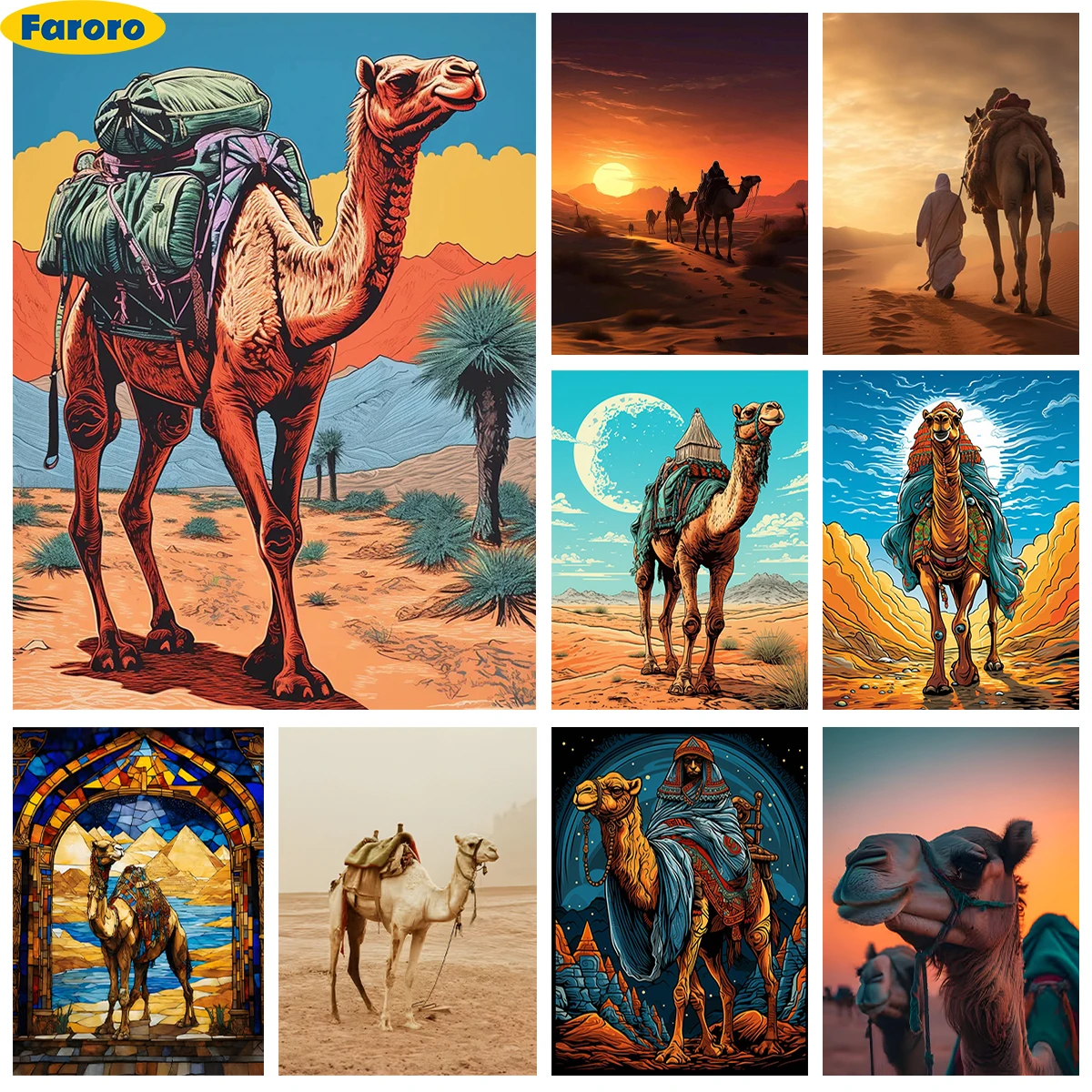 Desert Camel 5D Diamond Art Painting Cartoon Camel Diy Diamond Ricamo Punto Croce Soggiorno Camera Da Letto Wall Decor Regalo A Mano