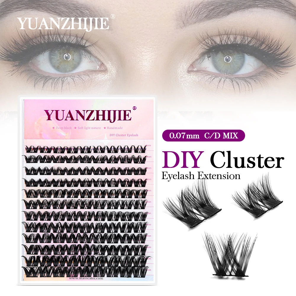 

YUANZHIJIE Segment lashes Bundles with Portable lash Trays Microband DIY at Home Beginner-friendly Mega Volume Wispy Eyelashes