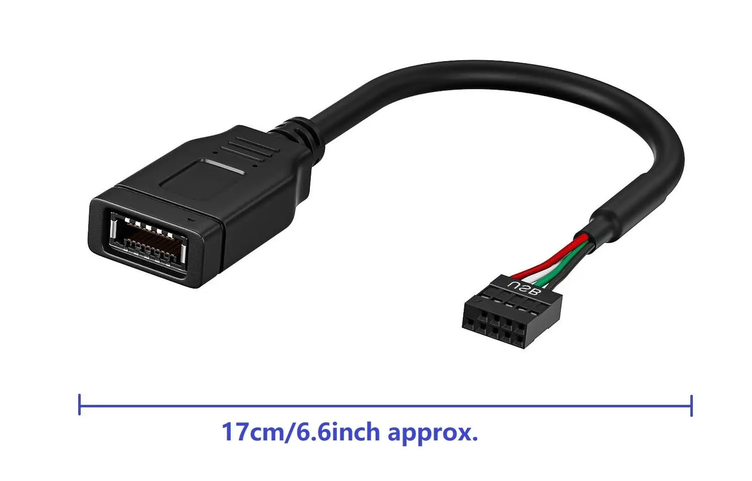 휴대용 USB2.0 9핀-타입 E 마더보드 헤더 어댑터 케이블(간편한 접근을 위한 전면형 C 커넥터 포함) 86HC
