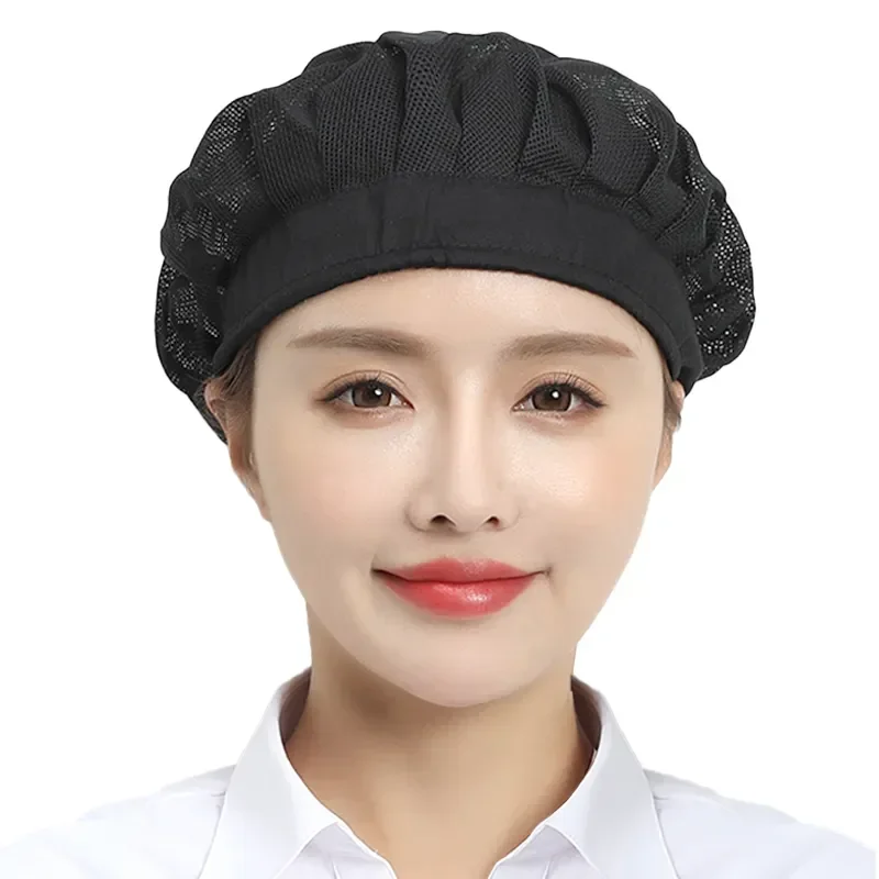 

Black Baking Work Net Food Service Work Workshop Breathable Canteen Restaurant Kitchen Cap Hats Caps Adjustable Hat Bakery Cook