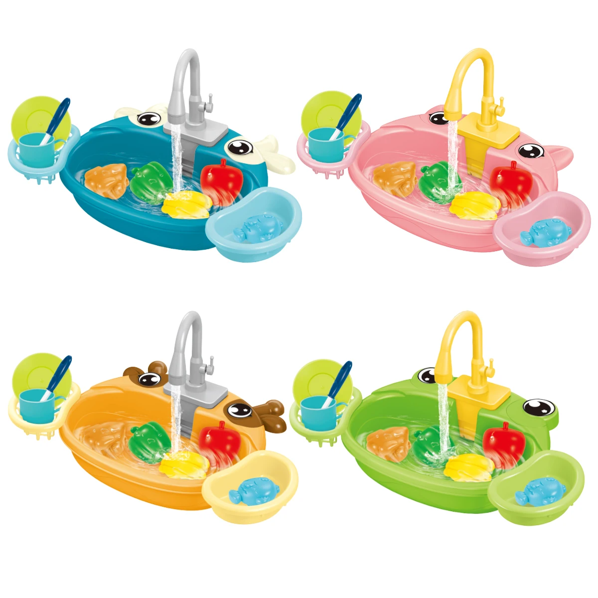 Dishwasher Toys, Kitchen Sink Electric Playing with Running Water Automatic Water Cycle System Simulated kitchen accessories