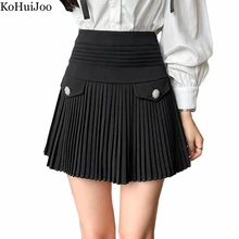 

KoHuiJoo Pleated Skirts For Women Spring Summer New Sexy Pleated Skirt High Waist A Line Slim Short Skirt Niche Design White