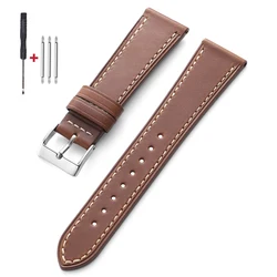 Vintage Genuine Leather Watch Strap with Quick Release - 22mm (Red Brown)