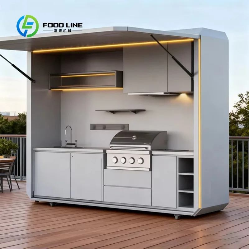 Customized High End Premium Outdoor Camping Kitchen Green Easy Install Combined Furniture Picnic Yard Party Leisure Equipment