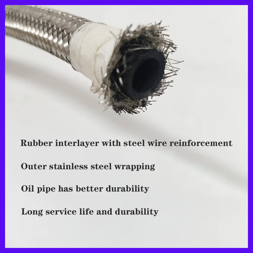 1M AN4-AN20 Universal Car Fuel Hose Oil Gas Cooler Hose Line Pipe Tube Stainless Steel Braided Inside CPE Rubber Silvery