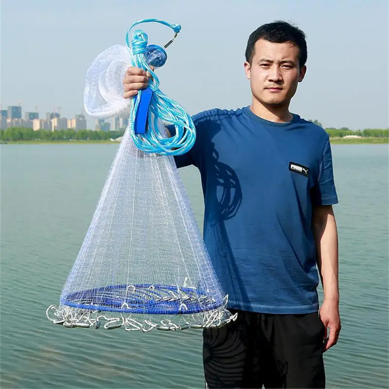 Hand-throwing Fishing Net Dip Nets Outdoor Fishing Tackle Gear Folding Mesh  Folding Folding Fishing Durable One Piece Strong - AliExpress