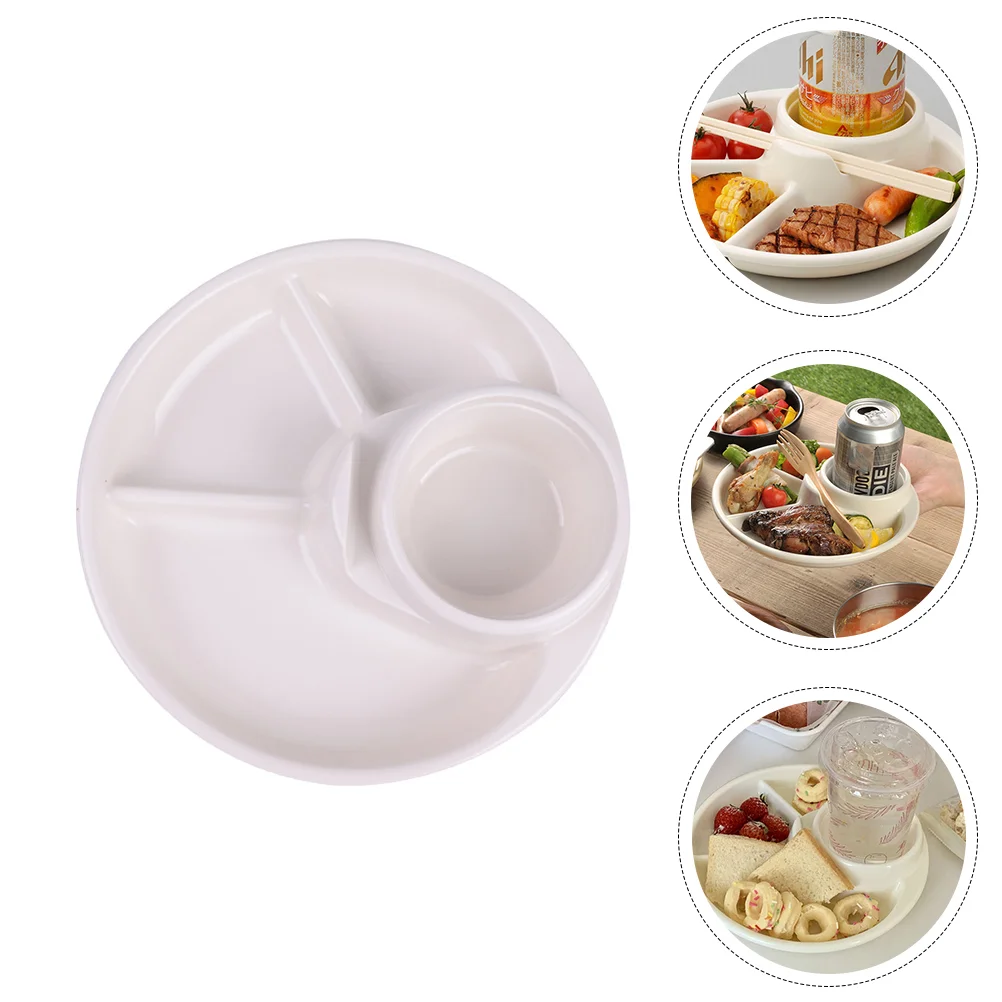 Plate Divided Dinner Plates Tray Compartment Snack Fruit Dish Holder