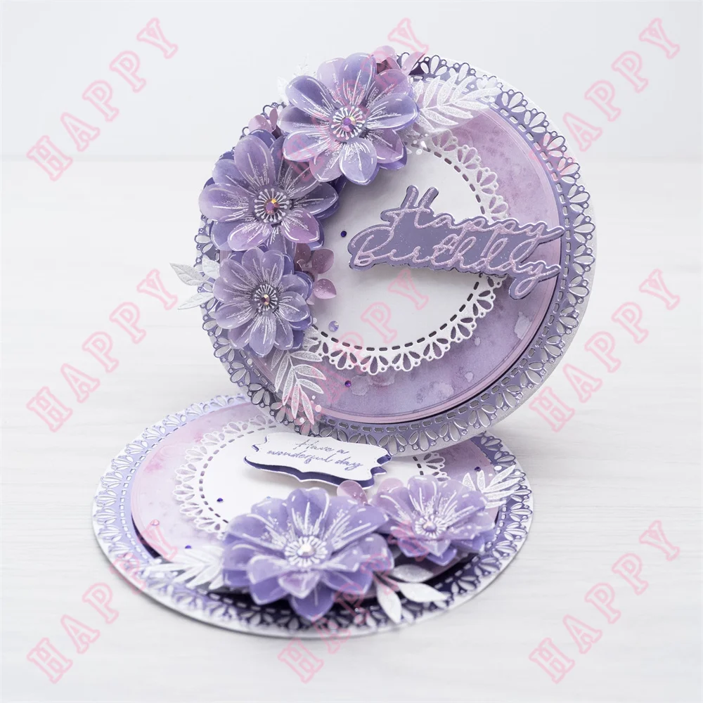 Circle Die Cut Scalloped Circles in Lavender Purple Cardstock