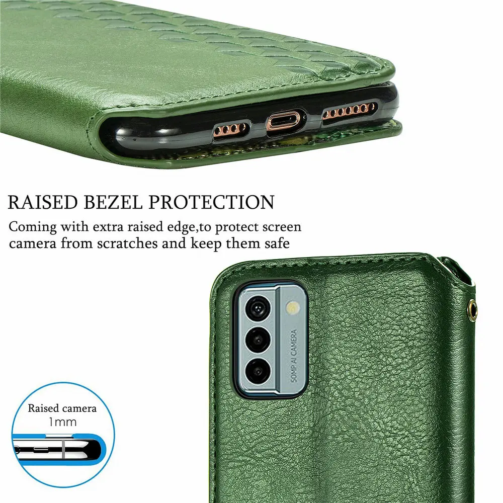 Capa de telefone de couro flip horizontal imitando superfície espelhada  para Nokia C21 (verde menta)