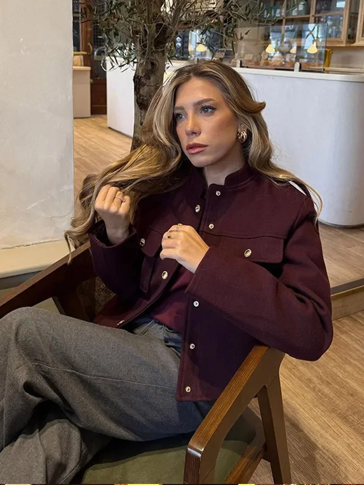 Autumn Elegant O Neck Long Sleeve Coat Female Fashion Single Breasted Pocket Jackets 2024 New Winter Office Lady Street Overcoat 4