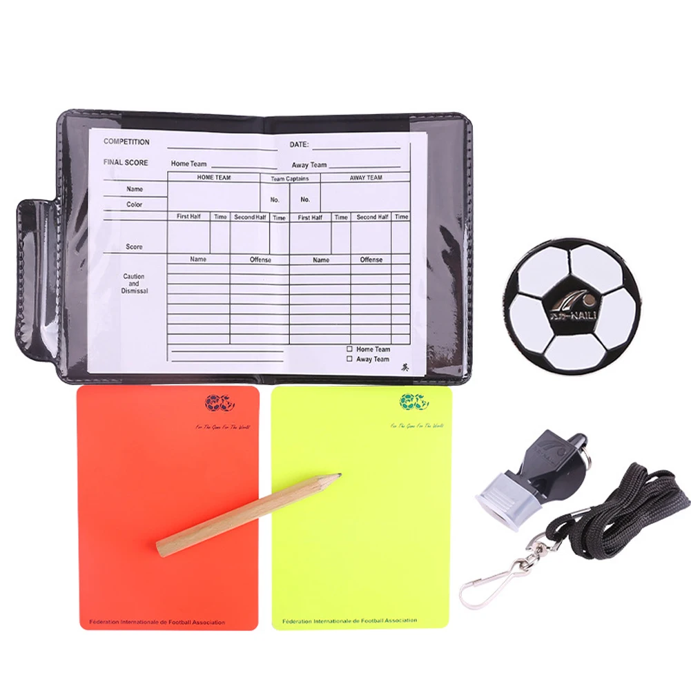 Referee Essentials Set: Whistle, Scorebook, Pencil, Red & Yellow Warning Cards