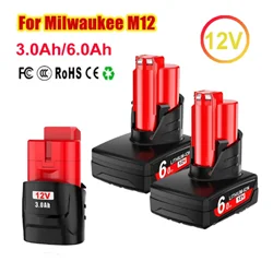12V Rechargeable Battery 3.0/6.0/9.0mAh For Milwaukee M12 XC 48-11-2410 48-11-2420 48-11-2411 12-Volt Cordless Tools Battery
