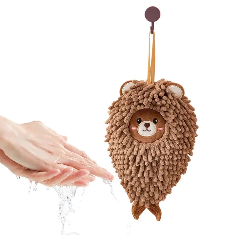 

Animal Chenille Hand Towels Microfiber Towels Kitchen Bathroom Hand Towel Ball With Hanging Loops Quick Dry Soft Absorbent