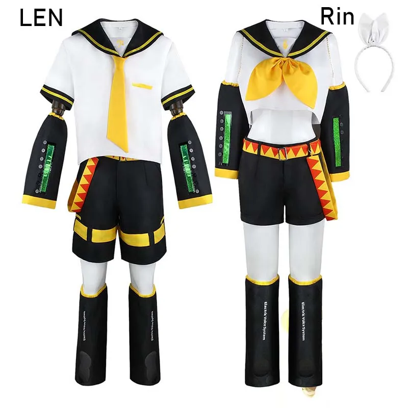 Anime Rin Len Fantasia Cosplay, Uniforme Kagamine JK para o Halloween, Roupas Comic Con