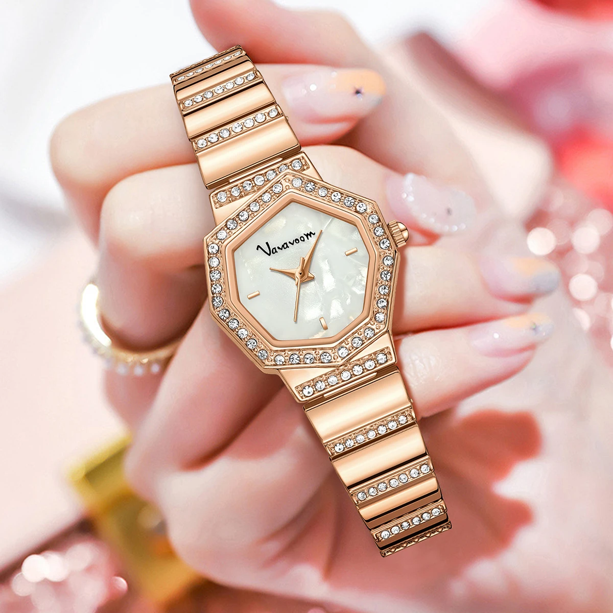 Gorgeous Ladies Watch Fashionable Rhinestone Rose Gold Clock Original  Stainless Steel Quartz Movement Casual Women Dress Watches - AliExpress 1511