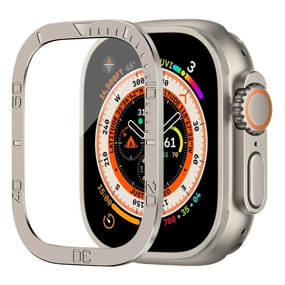 Apple Watch Ultra Screen Protector with Tempered Glass and Aluminum Alloy Bezel