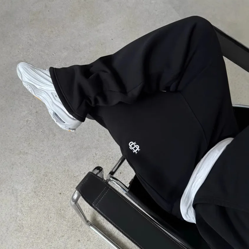 High Street Y2K Pants Mens Casual Trousers Hoodie Sets Streetwear Straight Sweatpants Loose Embroidery Hoodie Couple Trendy Suit