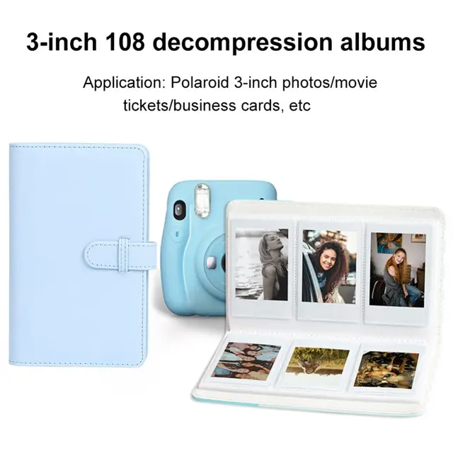 108 pochettes Album Photo Film appareil Photo 3 pouces papier Photo mallette de rangement en cuir PU livre de Collection de timbres pour Fujifilm Instax Mini 12 3