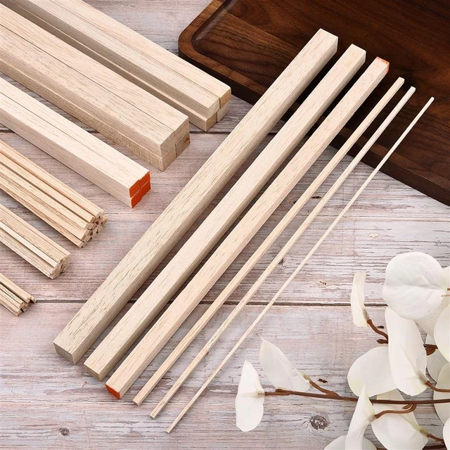 Unfinished Balsa Wood Sticks Strip Wooden Pieces DIY Wood Craft Decoration  - AliExpress