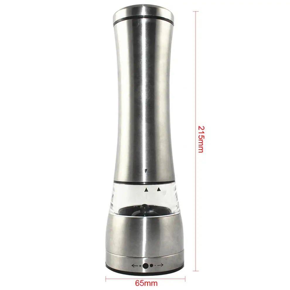 Black Pepper Mill Electric Salt Pepper Mills Grinder Spice Mill Battery Power Adjustable Ceramic LED Light Cooking Tool