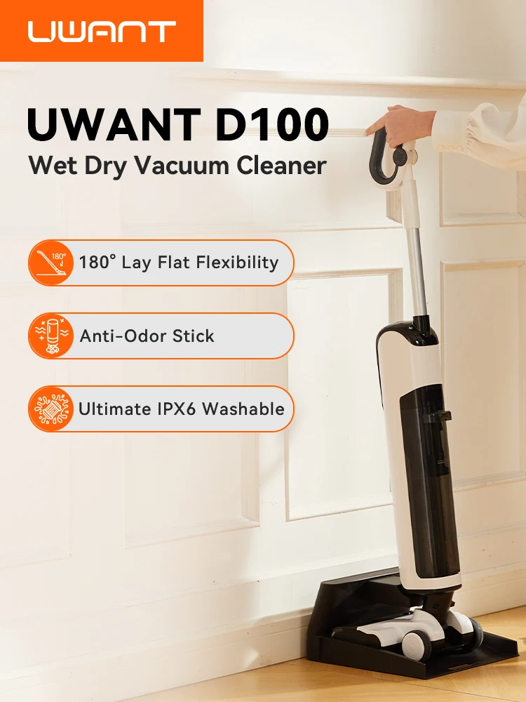 UWANT D100湿乾両用掃除機 ドック式 18,000Pa超強吸引】UWANT D100 乾湿両用コードレス掃除機｜吸引＋水