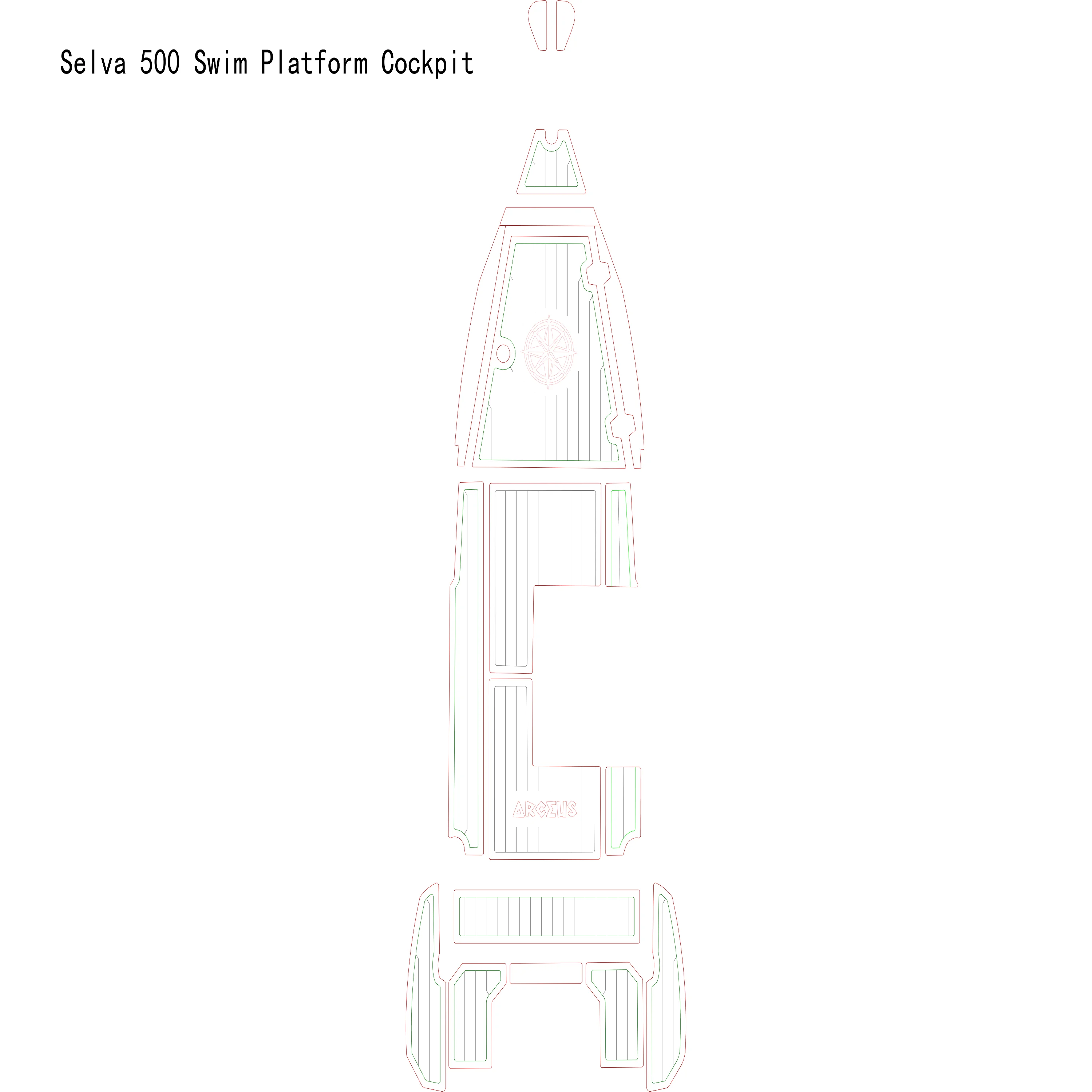 Selva 500 Swim Platform Cockpit Boat EVA Faux Teak Deck Floor Pad