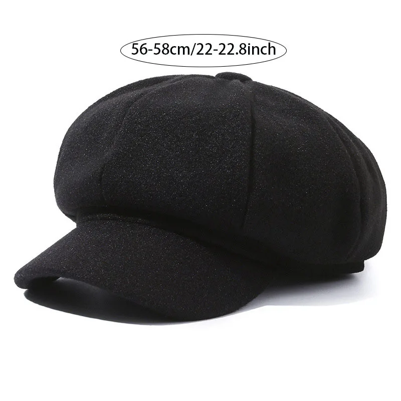 Casual hat beret hat newsboy cap newsboy hat woolen beret Fashion Solid Color Woolen Beret Autumn and Winter Outdoor Cotton Hat Windproof Newsboy Hats Men Women Universal Painter Caps