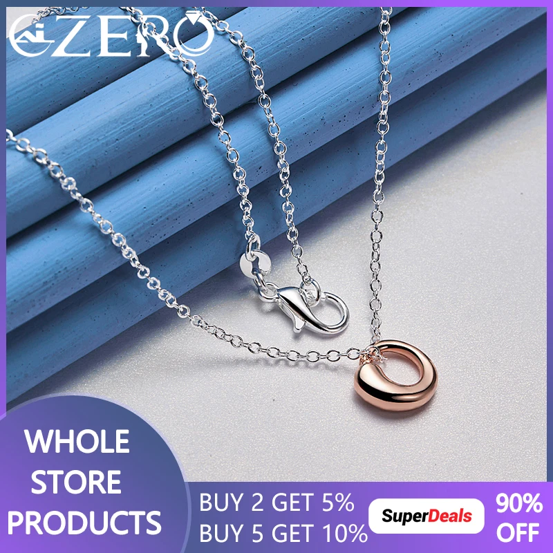 

New 925 Sterling Silver 16-30 Inches Chain Rose Gold Water Drop Pendant Necklace For Women Charm Wedding Fashion Jewelry Gifts