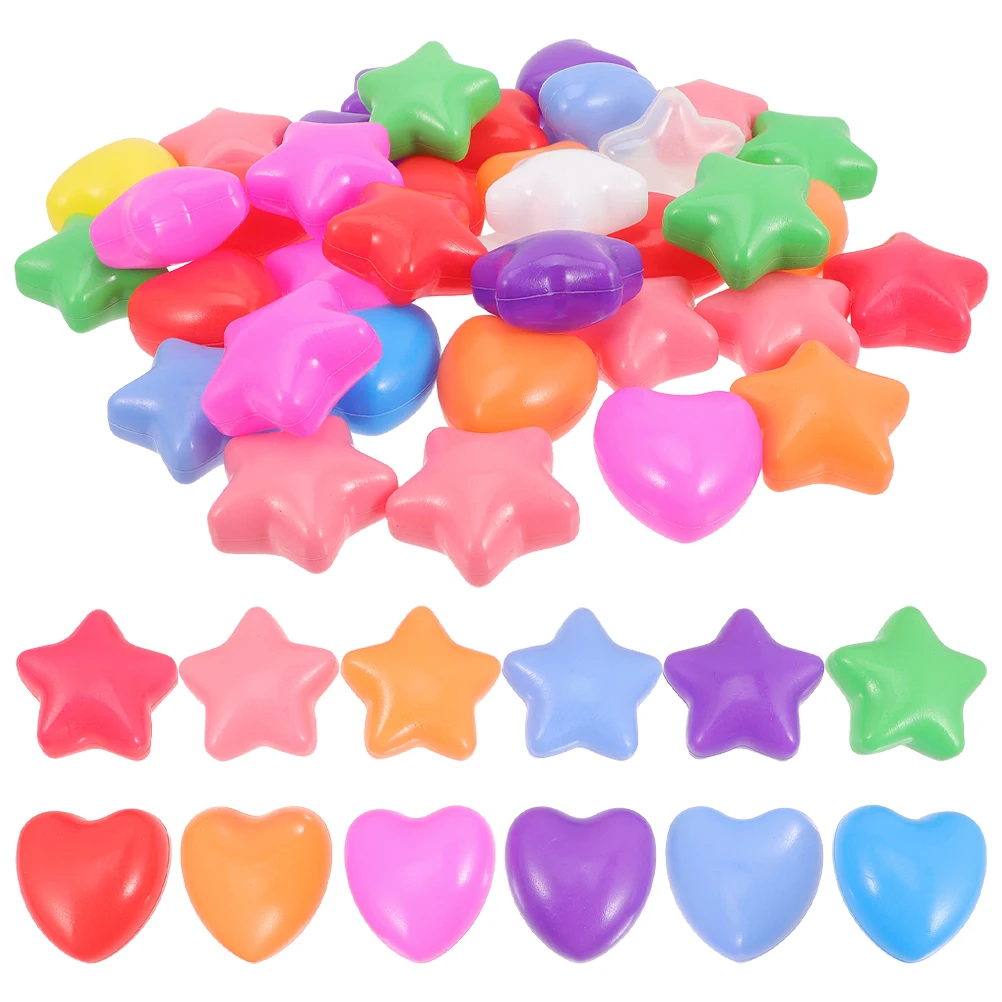 

60pcs Ocean Pool Toys Star and Heart Shaped Pool Pool Toys Party Game Pits Pool Toys Crush Proof Plastic