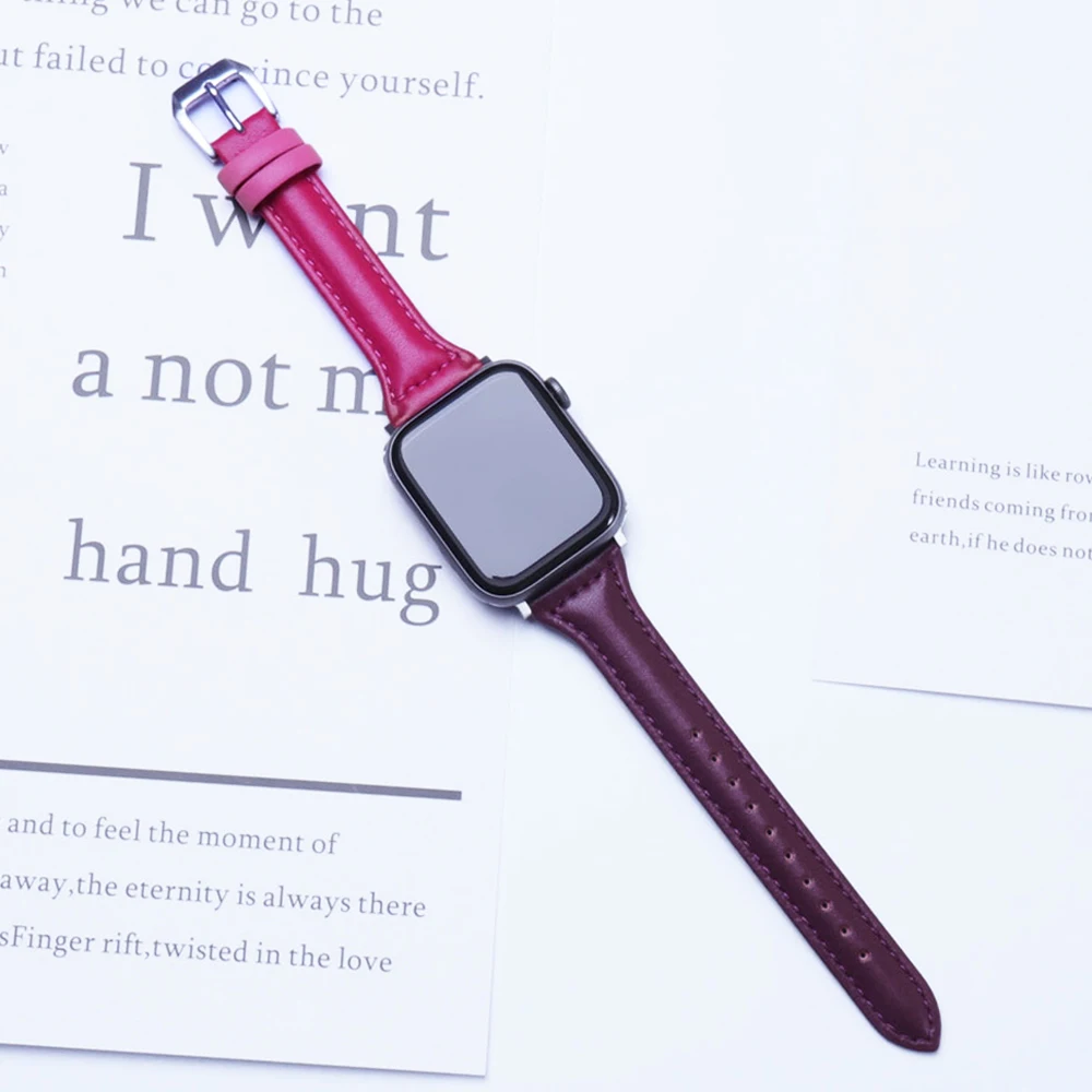 ตัวเลือกสินค้า สายนาฬิกาหนังบางสำหรับ Apple Watch ทุกรุ่น