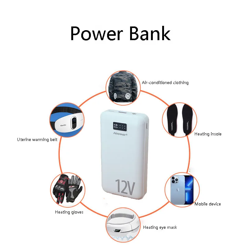 20000mah Power Bank 12V DC Output Portable Battery External Charging Variable Speed Charger For iPhone Air Conditioned Clothing 3
