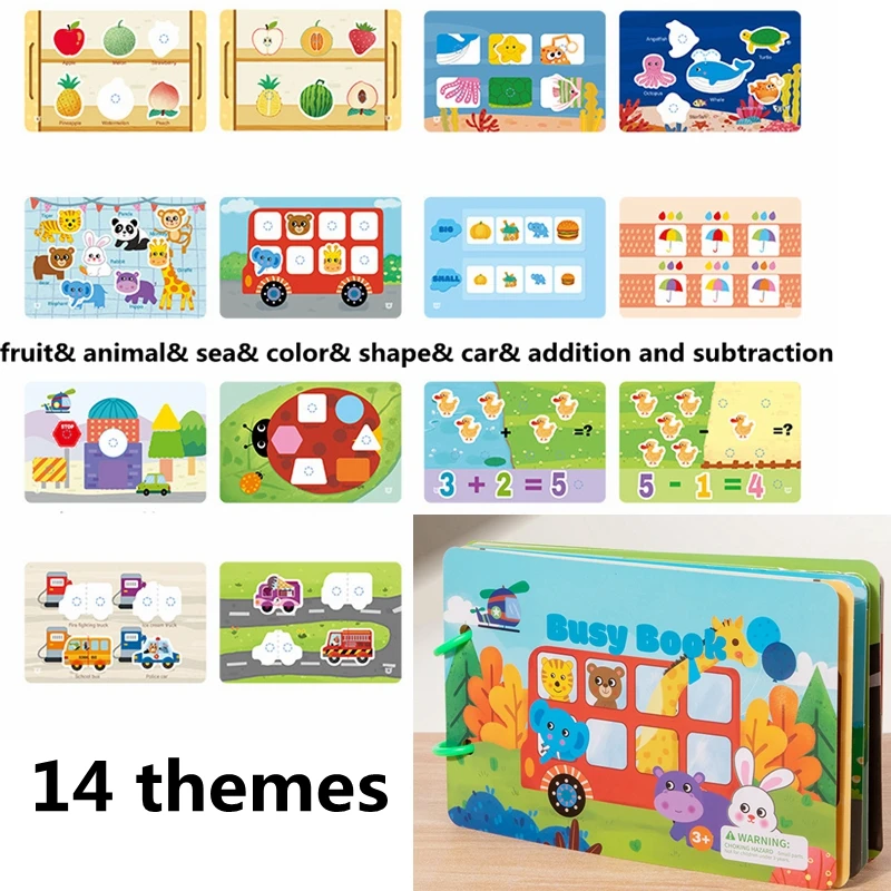 1pcs Children's Early Learning Enlightenment Quiet Book, Repeatedly Sticky Paper, Busy Book, Baby Puzzle, Science Teaching Toys 5