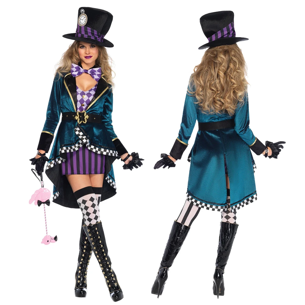 

Women Cosplay Costume Mad Hatter Adult Outfit Fancy Dress Plus Size Halloween Party Carnival Witch Costumes