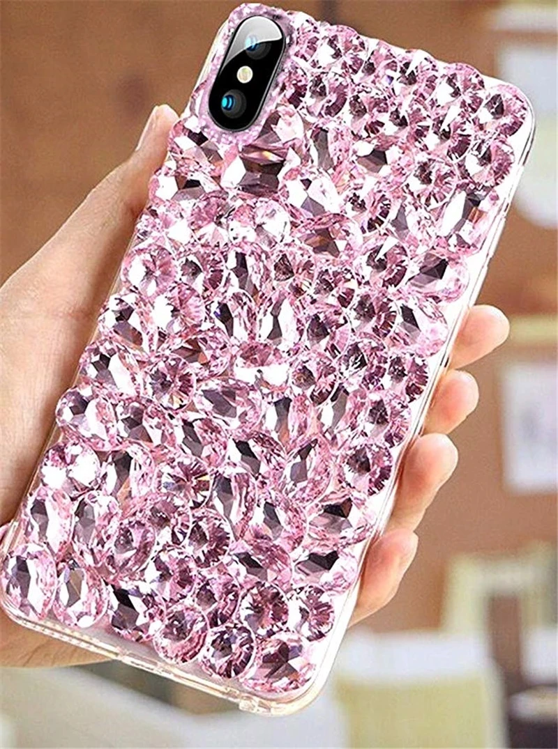 Bling Crystal Diamond Rhinestone Phone Case, 3D Colorful Stones Back Cover for Samsung Galaxy S24 Plus S21 S22 23 Ultra Note20