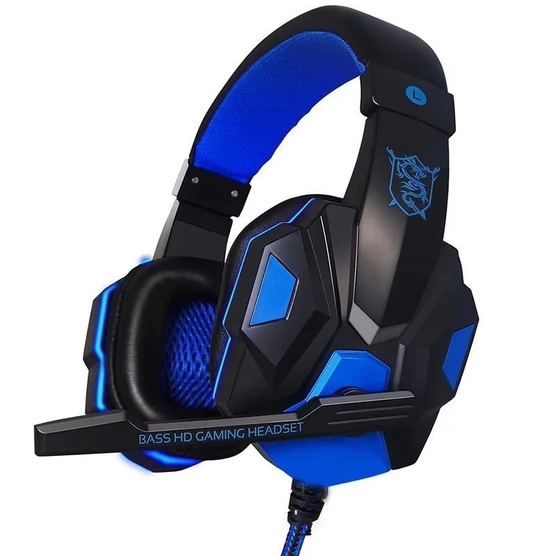 Cuffie da gioco Over-Ear con cavo da 3,5 mm, auricolari stereo per musica con microfono regolabile per PS4, PS5, laptop, computer, PC