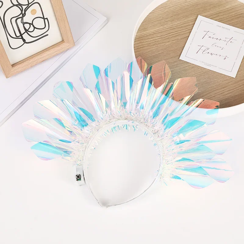 Women Girls Light Up Headband Flash Glowing Hair Bands Luminous Laser Hair Hoop For Party Accessories Colorful Children Headwear