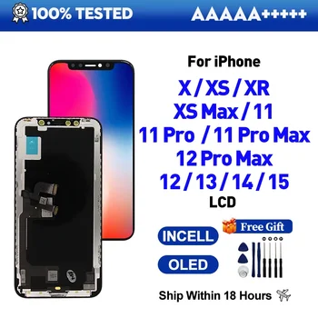 Display OLED per iPhone X XR XS MAX 11 11 Pro 12 Pro LCD con digitalizzatore touchscreen 3D per iPhone 12 Mini 13 14 Plus 15 Incell