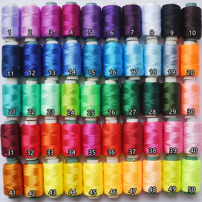 

50 шт./партия, Разноцветные Шелковые нитки для вышивания, 150 м в рулоне