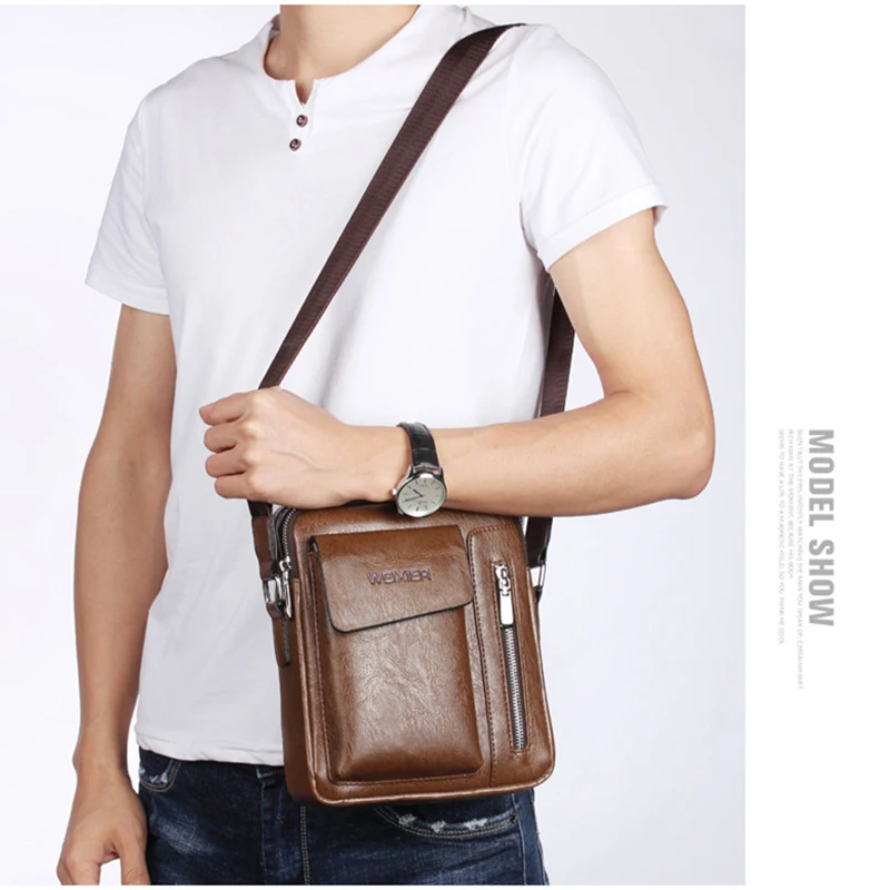 Men'S Shoulder Bag Briefcase Purse PU Leather Square Messenger Handbags Cross Business Designer Crossbody Tote Side Bag For Men