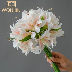 Lifelike Lily Bouquet - Set of 20 Artificial Flowers (Champagne)