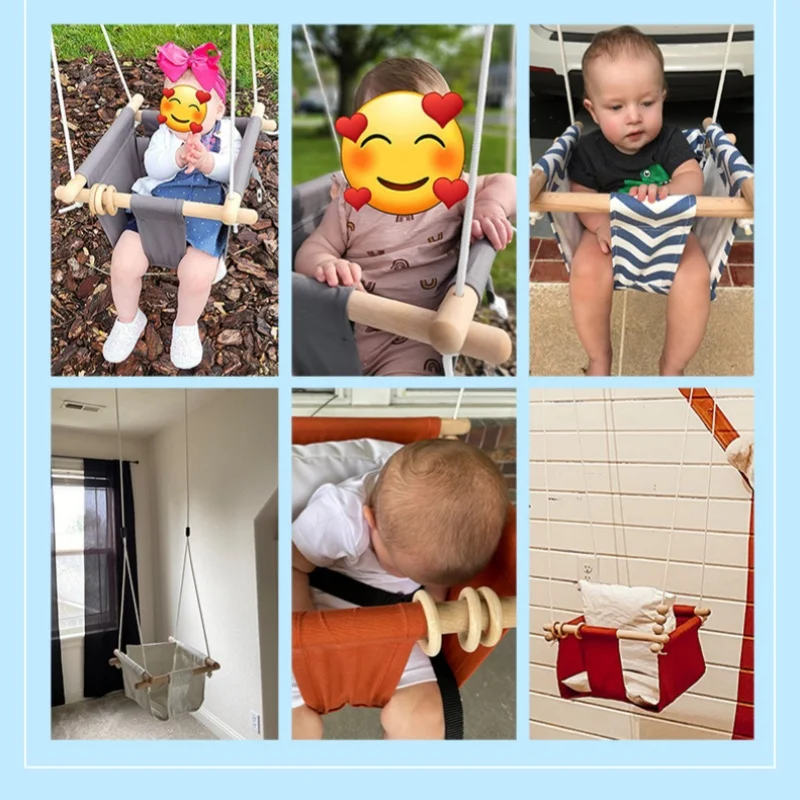 Small canvas baby swing Home baby swing Outdoor garden cloth swing for children entertainment 6