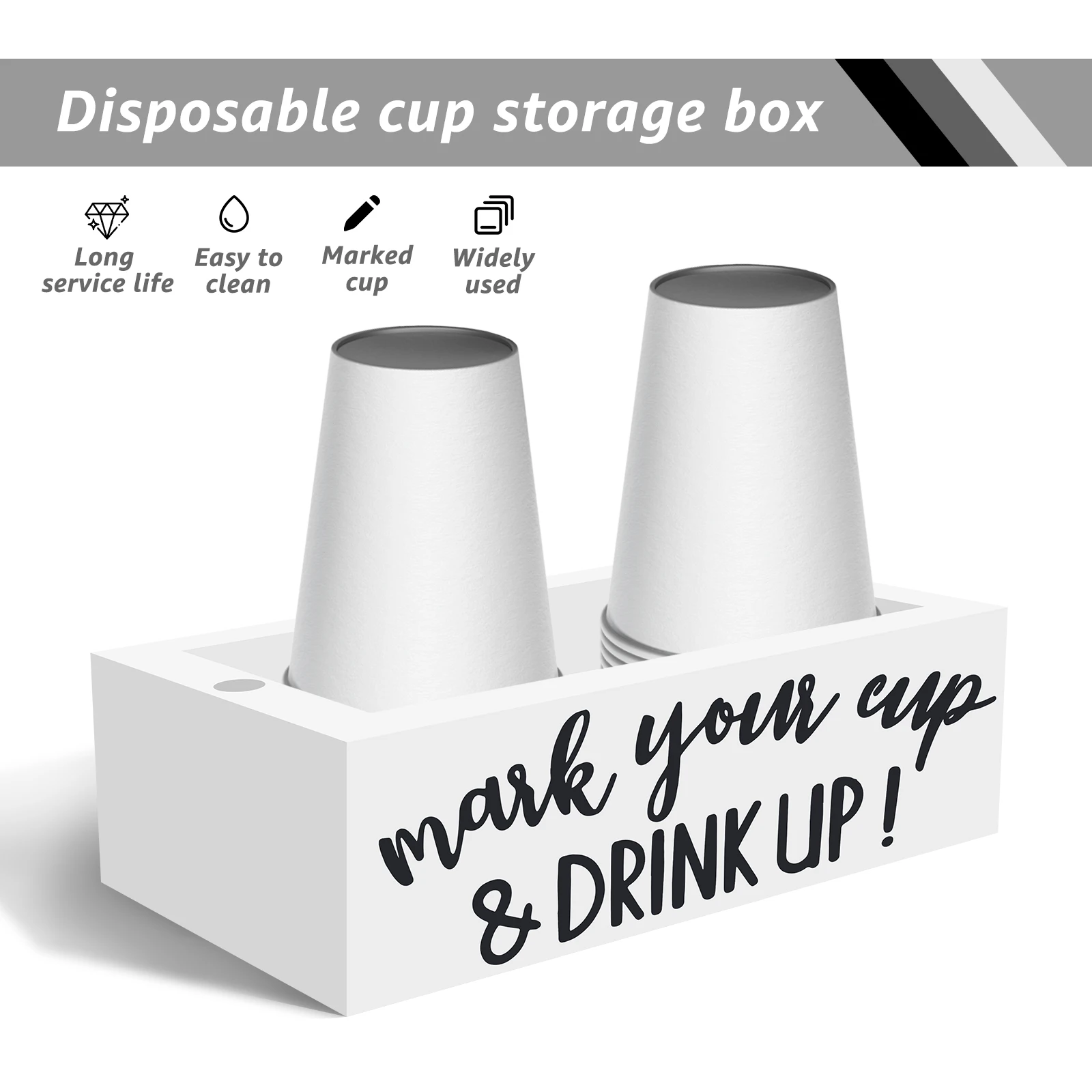 Disposable Cup Storage Holder Multifunctional Desktop Cup Storage Rack Wood Organizer with Marker Holes Desktop Rack